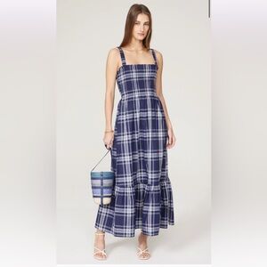 Hill House Navy and White Plaid Maxi Dress